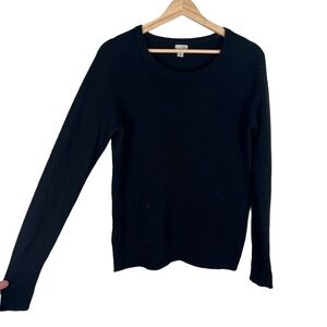 Halogen Sweater‎ Womens Size Medium Black Crewneck Cashmere Minimalist Luxe